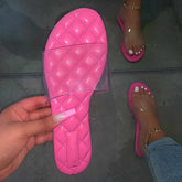 Summer Clear Strap Slip on Flat Sandals Oshnow